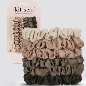 Kitsch Ultra Petite Satin Scrunchies Neutral Set, 6-Pack